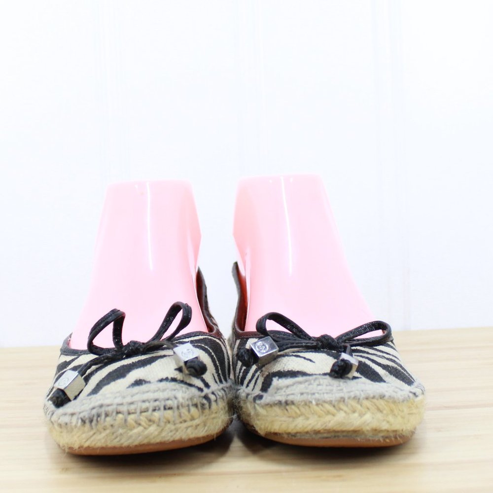 MICHAEL KORS Women's Black Zebra Print Espadrille Ballet Flats Shoes 8 - Picture 4 of 9